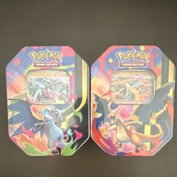 Pokemon Mega Charizard X & Y Tin Set Booster Pack Storage 2026 TCG set of 2 - Image 1
