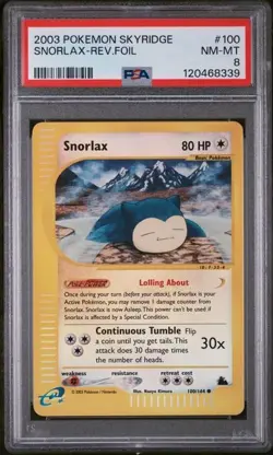 Pokemon TCG - Snorlax #100 - Reverse Holo - 2003 Skyridge - PSA 8 Mint - Image 1