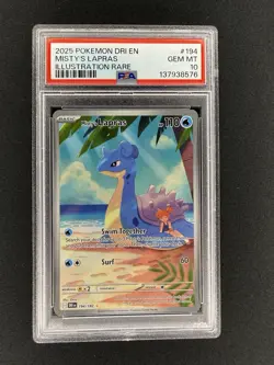 2025 Pokemon Destined Rivals DRI EN Illustration Rare #194 Misty's Lapras PSA 10 - Image 1
