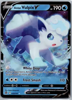 Pokemon TCG Alolan Vulpix V 33/195 Silver Tempest NM - Image 1