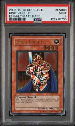 2005 YU-GI-OH! ELEMENTAL ENERGY 1ST ED ULTIMATE RARE #EN006 KING'S KNIGHT PSA 9 - Image 1