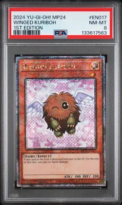 2024 YU-GI-OH! MP24-25TH ANV TIN: DUELING MIRRORS 1ST ED WINGED KURIBOH PSA 8 - Image 1
