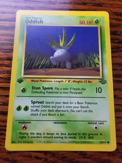 1st Edition Oddish 58/64 LP Vintage Pokemon Card Jungle - Image 1