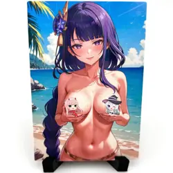 Genshin Impact Raiden Shogun Sexy Anime Waifu Girl Lewd Goddess Story Art Card - Image 1