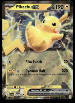 Pokemon Cards Pikachu ex 063/193 Paldea Evolved Double Rare NM - Image 1