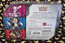 Pokemon TCG: Mewtwo & Mew GX Tag Team Power Partnership Tin Factory Sealed - Image 2