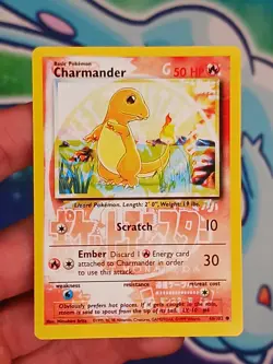 "Pokemon Red Charizard" Charmander 46/102 Base Set - NM - Sun Bleached Studio B - Image 1