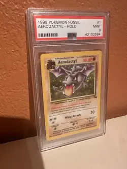 1999 Pokemon Fossil Aerodactyl #1 English Holo Rare 1/62 - PSA 9 MINT - Image 1
