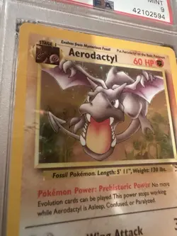 1999 Pokemon Fossil Aerodactyl #1 English Holo Rare 1/62 - PSA 9 MINT - Image 3