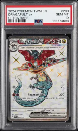 2024 POKEMON TWM EN-TWILIGHT MASQUERADE ULTRA RARE #200 DRAGAPULT EX PSA 10 - Image 1