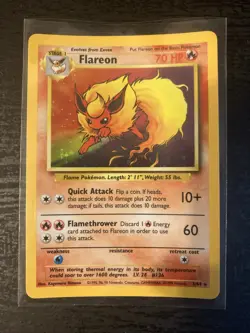 Pokemon TCG Flareon Jungle 3/64 No Symbol Error Holo Vintage Rare WOTC 1999 MP - Image 1