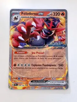 CARTE POKEMON FORCES TEMPORELLES FELINFERNO EX 034/162 PROMO STAMP NEUVE NM FR - Image 1