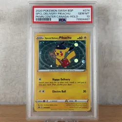 Pokemon 2020 Special Delivery Pikachu Black Star Promos SWSH074 PSA 10 - Image 1