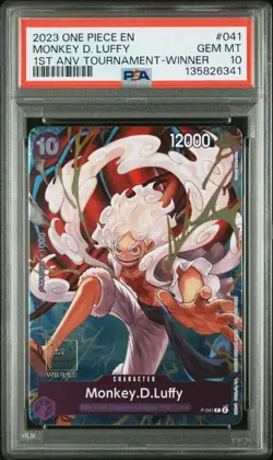 2023 ONE PIECE PROMOS 1ST ANV TOURNAMENT-WINNER #041 MONKEY D. LUFFY PSA 10 - Image 1