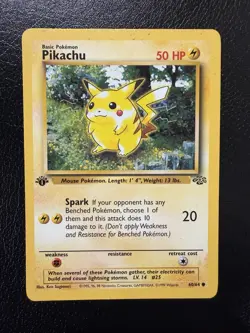 Pikachu 60/64 1st Edition Jungle Set Common 1999 English Pokemon Card WoTC LP - Image 1