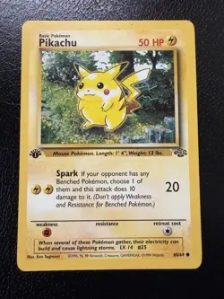 Pikachu 60/64 1st Edition Jungle Set Common 1999 English Pokemon Card WoTC LP - Image 2