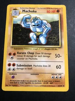 POKEMON TRADING CARD MACHOKE 80 HP 34/102 STAGE 1 EXC COND - Image 1