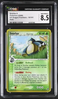 CGC 8.5 Snorlax 2006 EX Dragon Frontiers 10/101 Holo Pokemon Card - Image 1