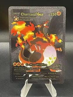 Pokemon Charizard Vmax Black Foil Holo Textured Fan Art Card - Image 1