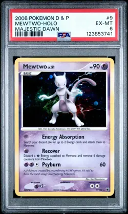 2008 POKEMON DIAMOND & PEARL MAJESTIC DAWN #9 MEWTWO-HOLO PSA 6 - Image 1
