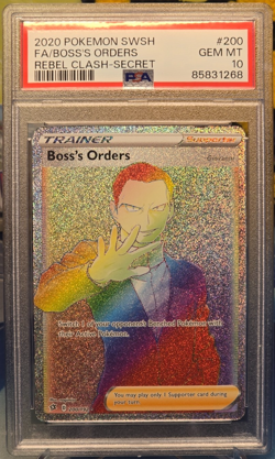 PSA 10 Boss's Orders Secret Rare #200 Sword and Shield Rebel Clash Pokemon - Image 1