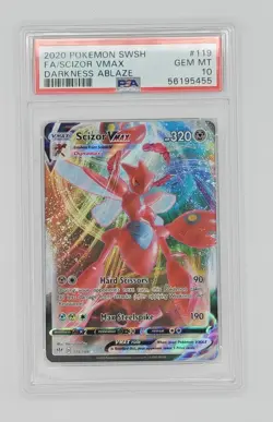 2020 Pokemon SWSH Full Art Scizor VMAX Darkness Ablaze PSA 10 Gem Mint - Image 1