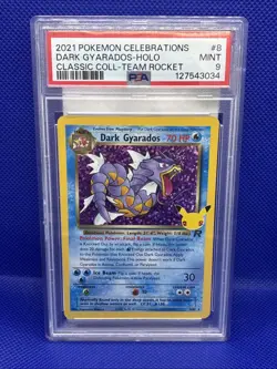 2021 POKEMON CELEBRATIONS DARK GYARADOS HOLO #8 PSA 9 MINT - Image 1