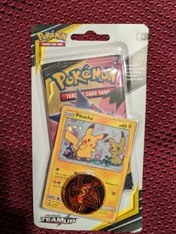 Pokemon TCG Team Up Single Checklane Blister Booster Pack with Pikachu SM162 - Image 1
