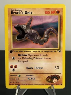 Brock's Onix 069/132 1999 1st Edition Pokemon Gym Heroes Regular NM - Image 1