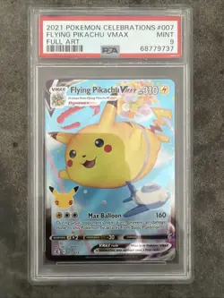 2021 Pokemon Celebrations 007 Flying Pikachu VMAX Full Art PSA 9 - Image 1