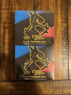 POKEMON TCG CROWN ZENITH ELITE TRAINER BOX ETB SEALED MINT X2 LUCARIO VSTAR ! - Image 1