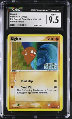 CGC 9.5 MINT+ Diglett EX Crystal Guardians 50/100 Reverse Holo STAMPED Pokemon - Image 1
