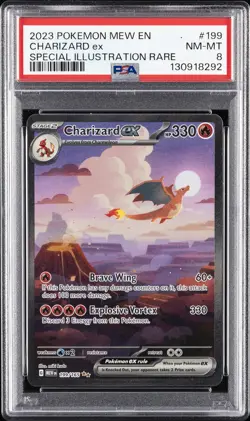 2023 POKEMON MEW EN-151 SPECIAL ILLUSTRATION RARE #199 CHARIZARD EX PSA 8 - Image 1