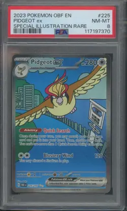 Pokemon TCG Pidgeot ex 225/197 Obsidian Flames Special Illustration PSA 8 - Image 1