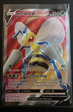 Pokemon TCG Beedrill V 160/189 Full Art Rare Astral Radiance LP - Image 1