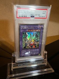 Yugioh 2003 Dark Paladin 1st Edition MFC-105 Mint Ultra Rare Error Art PSA 9 - Image 1