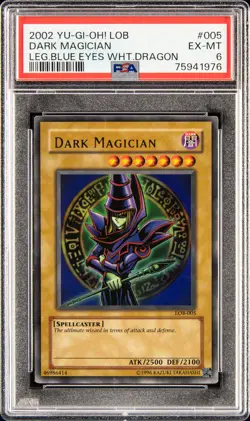 2002 YU-GI-OH! LOB-LEGEND OF BLUE EYES WHITE DRAGON #005 DARK MAGICIAN PSA 6 - Image 1
