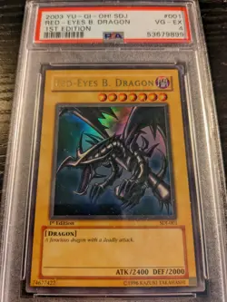 2003 Yu-Gi-Oh! 1st Edition Red-Eyes Black Dragon PSA 4 VG-EX SDJ-001 ULTRA RARE - Image 1