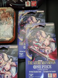 (LOT OF 7) One Piece TCG Mini Tin OP13 + illustration box + sleeved booster OP14 - Image 4