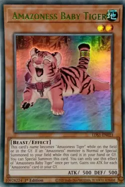 LDS1-EN023 AMAZONESS BABY TIGER GREEN ULTRA RARE 1ST EDITION YuGiOh CARD - Image 1