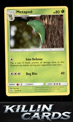 Metapod 2/149 Pokemon Uncommon SM Base Set Card NM - Image 1