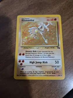 1999 Pokemon Hitmonlee Basic 7/62 Fossil Holo Card - Image 1