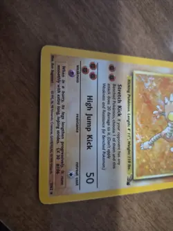 1999 Pokemon Hitmonlee Basic 7/62 Fossil Holo Card - Image 3