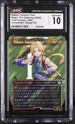 CGC 10 Zidane, Tantalus Thief (Borderless) Surge Foil - FINAL FANTASY (FIN) MTG - Image 1