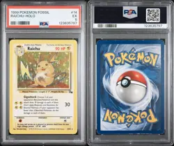 PSA 5 Raichu Holo 14/62 Fossil 1999 Pokemon Card - Image 1