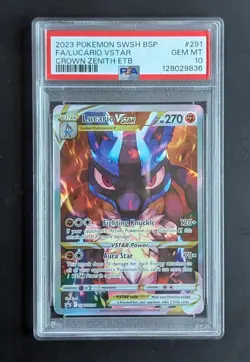 Pokemon TCG Lucario VSTAR SWSH291 Black Star Promo Card PSA 10, UK Seller - Image 1