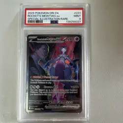2025 POKEMON DRI EN-DESTINED RIVALS #231 TEAM ROCKET'S MEWTWO EX PSA 9 - Image 1