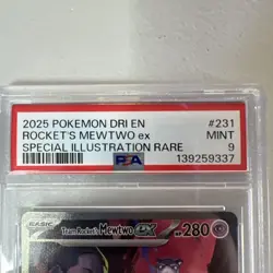 2025 POKEMON DRI EN-DESTINED RIVALS #231 TEAM ROCKET'S MEWTWO EX PSA 9 - Image 2