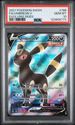 2021 POKEMON SWORD & SHIELD EVOLVING SKIES #188 FULL ART/UMBREON V PSA 10 - Image 1