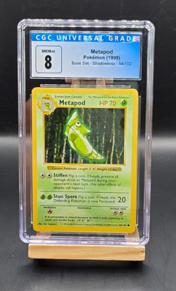 Pokemon Metapod Shadowless 1999 Base Set 54/102 CGC 8 - Image 1